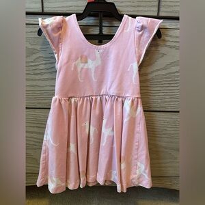 Monica & Andy Girls' Pink Camel Print Flutter Sleeve Dress